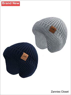 🎄 POXIMI Knit Beanie Hat with Earflaps Winter Warm Kids